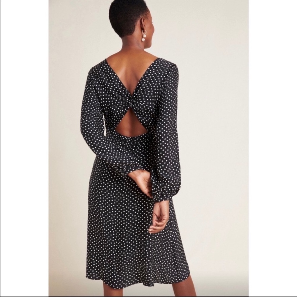 Anthropologie Black and White Polka Dot Midi Dress